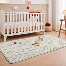 Moonlight Bedding Cream Geometric Rug 60X110Cm, Washable Non-Slip Soft High Low Pile Living Room Carpet - thumbnail 4