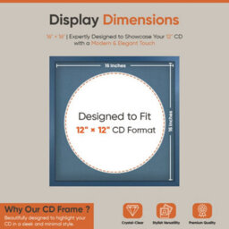 "16X16"" Navy Blue Sleek Vinyl Record Frame With Pompadour Mount For 12 Inch Lp Disc - Ak Frames" - thumbnail 2