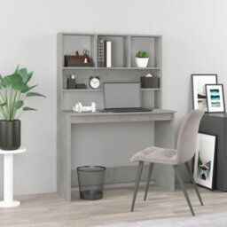 Walplus Desk With Shelves Concrete Grey 102X45X148 Cm Engineered Wood