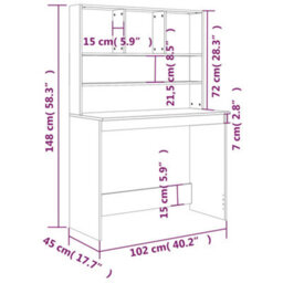 Walplus Desk With Shelves Concrete Grey 102X45X148 Cm Engineered Wood - thumbnail 8