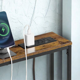 FURNOLD Set Of 2 Industrial Console Table With Charging Station Rustic Brown - thumbnail 4