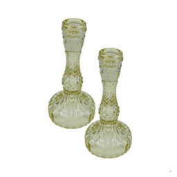 Pale Glass Medium Candlestick Set Of 2 - Green - thumbnail 2