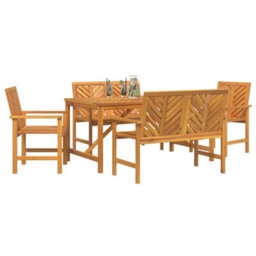 Berkfield Garden Dining Set 5 Pcs Brown 150 X 90 X 74 Cm - thumbnail 3