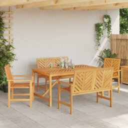 Berkfield Garden Dining Set 5 Pcs Brown 150 X 90 X 74 Cm - thumbnail 4