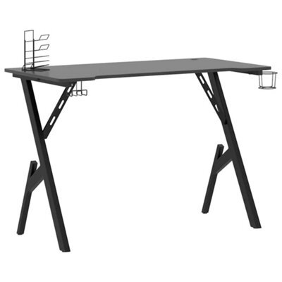 Berkfield Massive Gaming Desk With Y Shape Legs Black 110X60X75 Cm