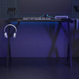 Berkfield Massive Gaming Desk With Y Shape Legs Black 110X60X75 Cm - thumbnail 2