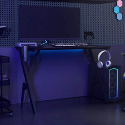 Berkfield Massive Gaming Desk With Y Shape Legs Black 110X60X75 Cm - thumbnail 3