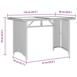 Berkfield Garden Table With Wooden Top Black 110X68X70 Cm Poly Rattan - thumbnail 9