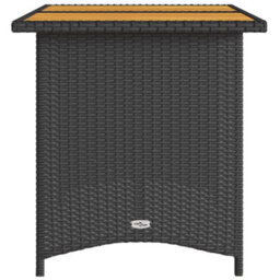 Berkfield Garden Table With Wooden Top Black 110X68X70 Cm Poly Rattan - thumbnail 5