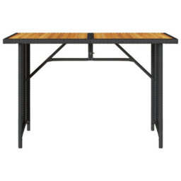 Berkfield Garden Table With Wooden Top Black 110X68X70 Cm Poly Rattan - thumbnail 4