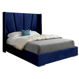 Cocoon Wide Curved Winged Upholstered Soft Velvet Designer Bed Frame - thumbnail 1