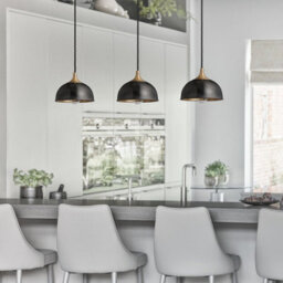 Industville Chelsea Dome 3 Wire Cluster Lights, 8 Inch, Pewter & Brass, Brass Holder - thumbnail 3
