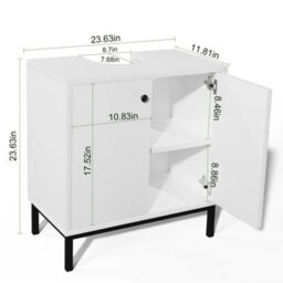 High Gloss Bathroom Sink Cabinet Under Basin Unit Cupboard 2 Door Storage White - thumbnail 2