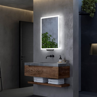 Sensio Luka White Rectangular Illuminated Smart Bathroom Mirror With Alexa (L)70Cm (W)50Cm - image 1