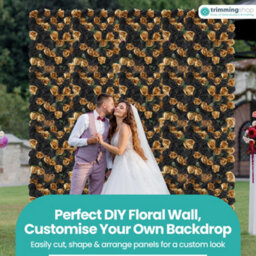 Neel Blue Artificial Flower Wall Backdrop Panel, 60Cm X 40Cm, Champagne Gold Roses - thumbnail 8