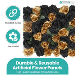 Neel Blue Artificial Flower Wall Backdrop Panel, 60Cm X 40Cm, Champagne Gold Roses - thumbnail 7