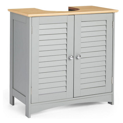 Taylor & Brown Grey Bathroom Shutter Door Under Sink Cabinet, Compact Freestanding Bathroom Storage Unit With Shelves For Basin - image 1