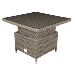 Loops Adjustable Height Garden Coffee / Dining Table - Rattan Wicker Glass Outdoor - thumbnail 8