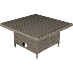 Loops Adjustable Height Garden Coffee / Dining Table - Rattan Wicker Glass Outdoor - thumbnail 1