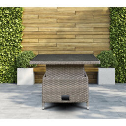 Loops Adjustable Height Garden Coffee / Dining Table - Rattan Wicker Glass Outdoor - thumbnail 6