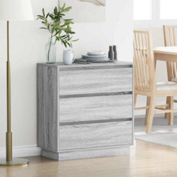 Berkfield Bedside Cabinet With Led Grey Sonoma 71X34,5X75 Cm Engineered Wood