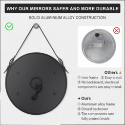 Arko Bathroom Mirror With Led Lights 600X600mm - Wall Mounted Vanity Large Round Mirror - Illuminated Led Mirror - thumbnail 6