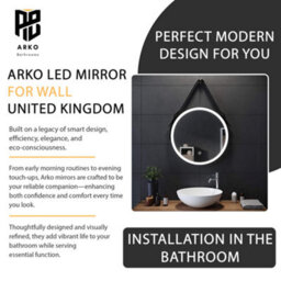 Arko Bathroom Mirror With Led Lights 600X600mm - Wall Mounted Vanity Large Round Mirror - Illuminated Led Mirror - thumbnail 7