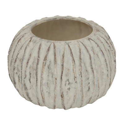 Hill Interiors Lorenzo Rotund Fin Vase White/grey Wash (One Size) - image 1