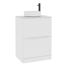Royal Bathrooms Venice 600mm Gloss White Freestanding Vanity Unit 2 Drawer With Carrara White Undrilled Worktop & Without Basin - thumbnail 7