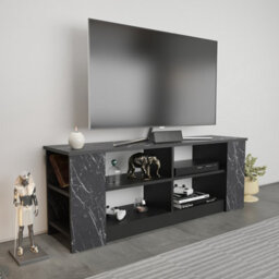 Decorotika Space Tv Stand Tv Unit For Tvs Up To 55 Inch Black Marble Effect And Black - thumbnail 2