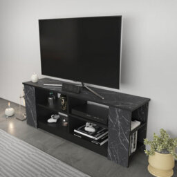 Decorotika Space Tv Stand Tv Unit For Tvs Up To 55 Inch Black Marble Effect And Black - thumbnail 3