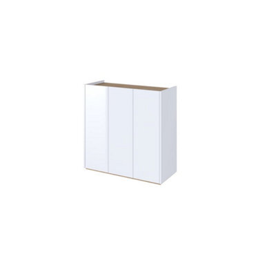 Arte Modern Easy 3 Sideboard Cabinet H950mm W950mm D400mm, White Gloss Fronts & Oak Scandi, Three Doors, Four Shelves, Led Lighting - image 1