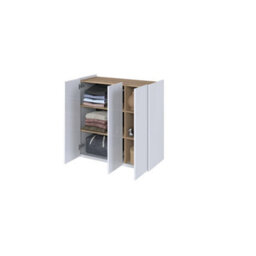 Arte Modern Easy 3 Sideboard Cabinet H950mm W950mm D400mm, White Gloss Fronts & Oak Scandi, Three Doors, Four Shelves, Led Lighting - thumbnail 3