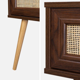 Sweeek - Set Of 2 Dark Wood And Cane Effect Bedside Tables With 1 Drawer - thumbnail 6