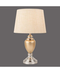 Lighting Supermarket Malham Ceramic Table Lamp With Matching Drum Shade - Champagne Gold & Satin Silver - thumbnail 3