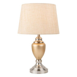 Lighting Supermarket Malham Ceramic Table Lamp With Matching Drum Shade - Champagne Gold & Satin Silver - thumbnail 2