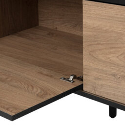 Beliani Tv Stand For 55-Inch Tvs, Light Wood And Black Metal, Cable Management - thumbnail 8