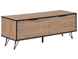 Beliani Tv Stand For 55-Inch Tvs, Light Wood And Black Metal, Cable Management - thumbnail 3