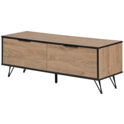 Beliani Tv Stand For 55-Inch Tvs, Light Wood And Black Metal, Cable Management - thumbnail 5