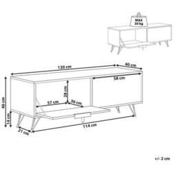 Beliani Tv Stand For 55-Inch Tvs, Light Wood And Black Metal, Cable Management - thumbnail 4