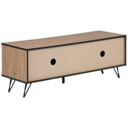 Beliani Tv Stand For 55-Inch Tvs, Light Wood And Black Metal, Cable Management - thumbnail 6