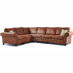 Furnishings For Less UK Oakland Tan Chesterfield 6 Seater L Shape Large Corner Sofa - thumbnail 1