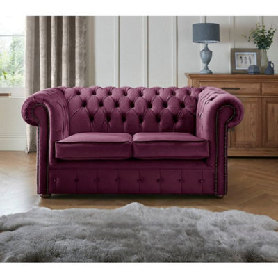 Chesterfield 2 Seater Fabric Malta 01 Purple Sofa - image 1