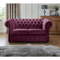 Chesterfield 2 Seater Fabric Malta 01 Purple Sofa - thumbnail 1