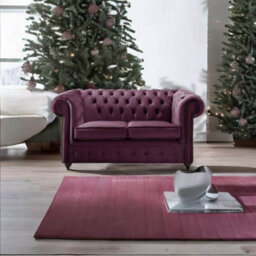 Chesterfield 2 Seater Fabric Malta 01 Purple Sofa - thumbnail 3