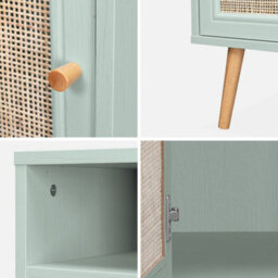 Sweeek - Scandi-Style Bedside Table With Drawer Boheme Celadon Green 39X40X70 Cm - thumbnail 4