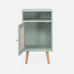Sweeek - Scandi-Style Bedside Table With Drawer Boheme Celadon Green 39X40X70 Cm - thumbnail 3