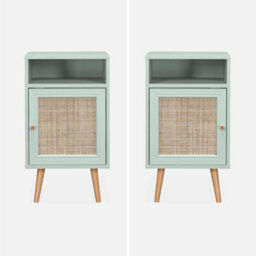 Sweeek - Scandi-Style Bedside Table With Drawer Boheme Celadon Green 39X40X70 Cm - thumbnail 2