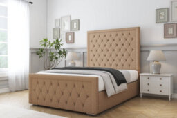 "Sloomy Monroe Latte Dumfries Bed Frame With 50"" Upholstered Headboard 6' Super King" - thumbnail 2
