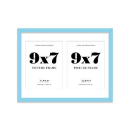 16X12 Inch 2 Opening Photo Collage Frame, Display Two 9X7 Inch Photos, Multi Aperture Family Picture Frame, Light Blue - thumbnail 2